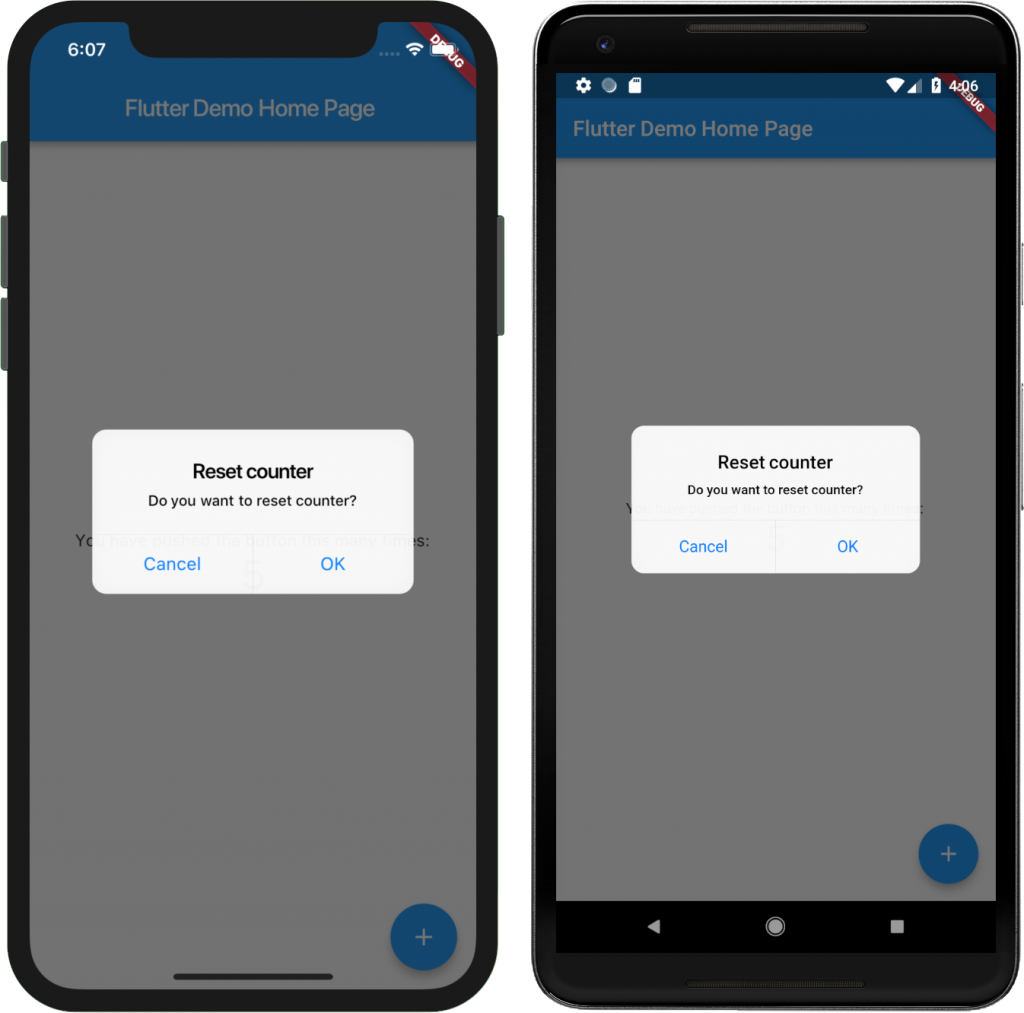 iOS design dialog flutter eMan